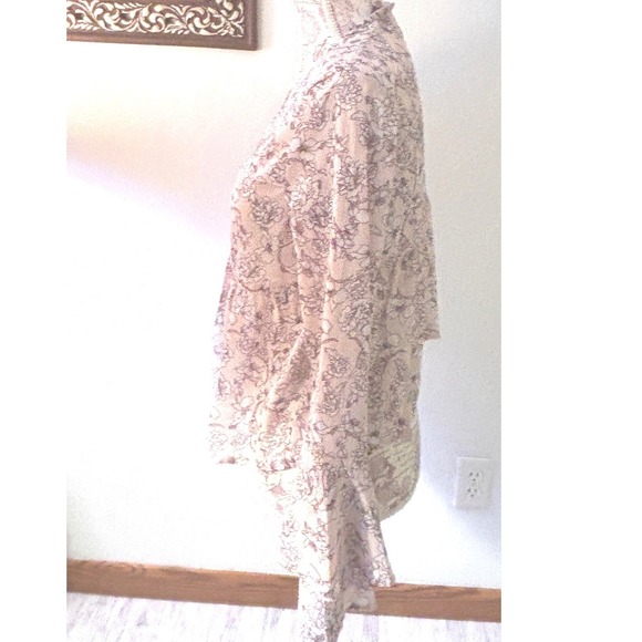Y2k Vintage Aeropostale Floral Print Bell Sleeve Peplum Blouse Women's Size M - Picture 5 of 8
